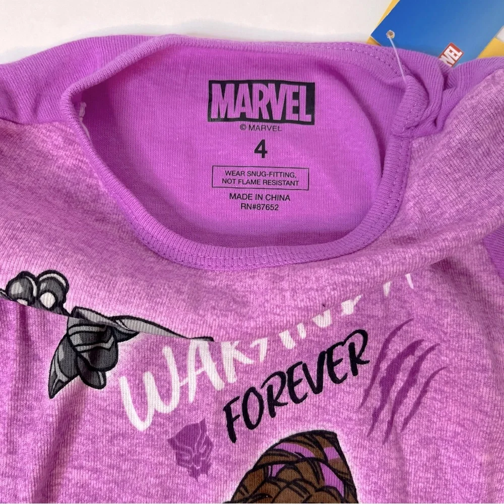 Marvel Black Panther Shuri Purple Wakanda Forever Snug Fit Pajama Set 4T New